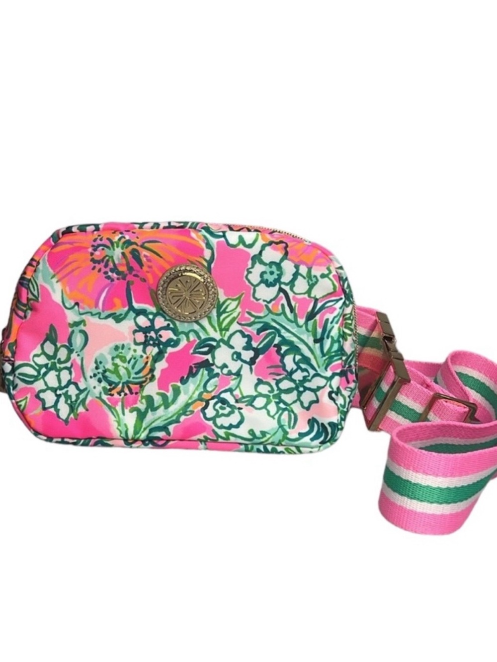 Lilly Pulitzer Run Around Crossbody Waist Belt Bag Soleil Pink Perfect Poppy New